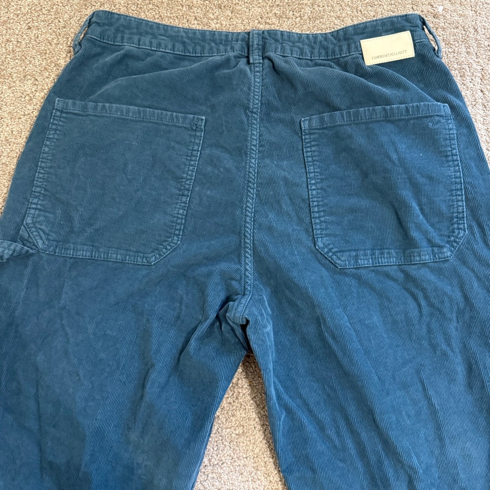 Current Elliott Painter Teal Blue Corduroy Carpenter Wide Leg Pants 30 Utility - Picture 12 of 12
